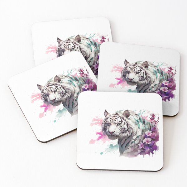 Item preview, a white tiger as a watercolor designed and sold by Rose Design & Photos.