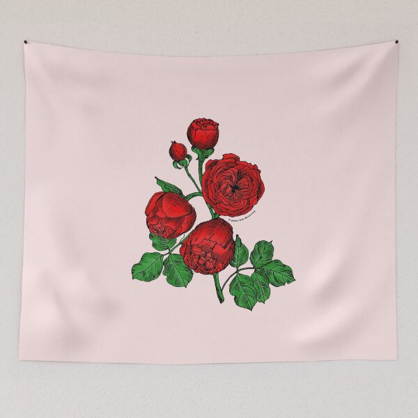 Item preview, Bright Red Pompon Rose Bloom Very Full 40+ Petals In 3+ Rows designed and sold by zenithcreative.
