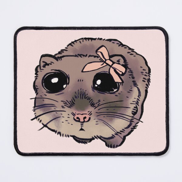 Item preview, Ransroom draws the sad hamster with pink bow ribbon meme / funny animal meme designed and sold by RansRoom.