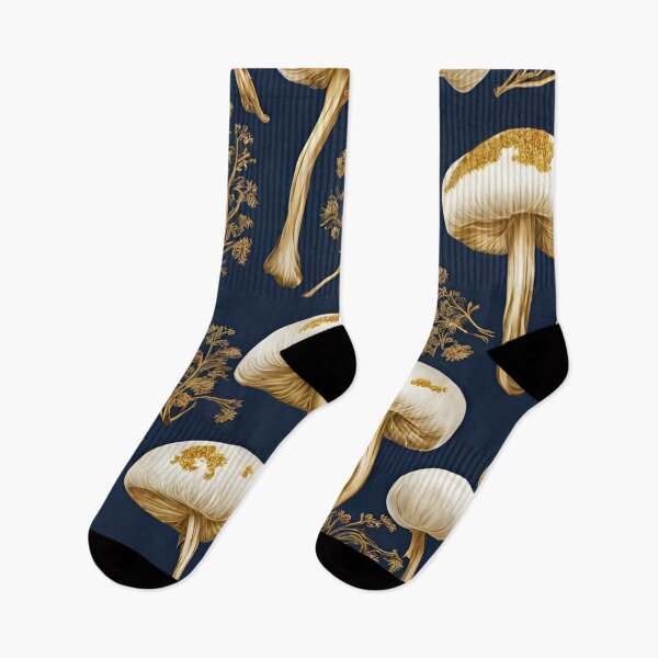 Item preview, gold flowers and mushrooms on blue 2 designed and sold by coguflores.