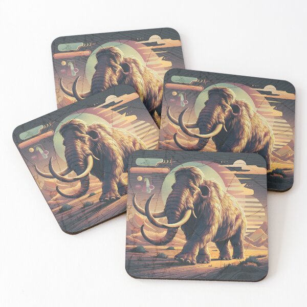 Artikelvorschau, Vintage Wolliges Mammut Sonnenuntergang Design Geschenk Mama Papa entworfen und verkauft von KreativKulture.