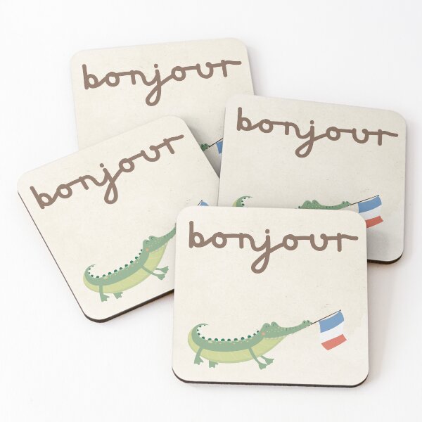 Item preview, Bonjour, retro style French greeting  designed and sold by Pommallina.