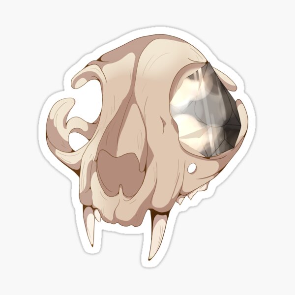 Cat Skull and Smoky Quartz Sticker
