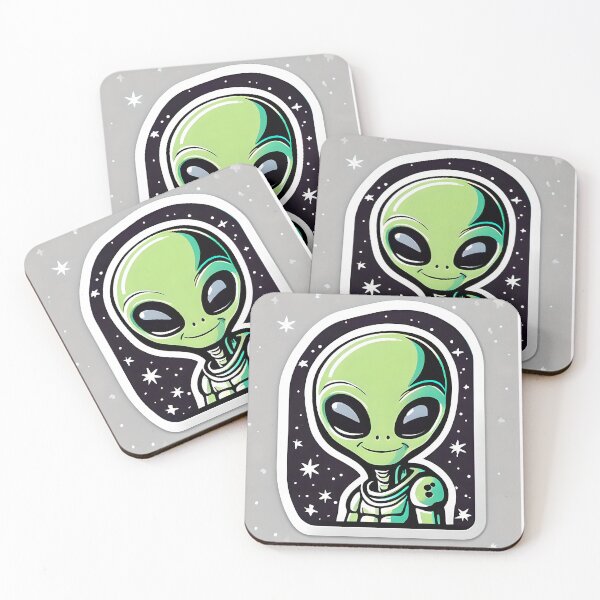 Item preview, Cute Smiling Green Extraterrestrial Alien designed and sold by Previsionart.