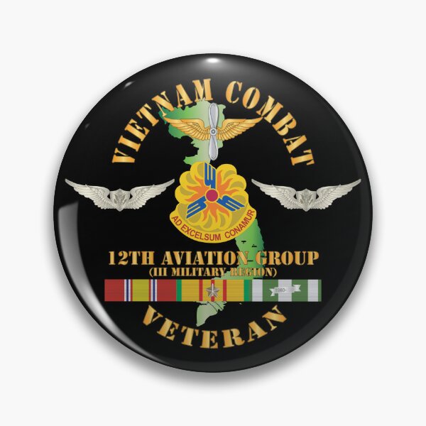Item preview, Vietnam Combat Aviation Vet w Air Crew Badge - 12th  AVN GroupI Mil Region III w SVC X 300 designed and sold by Military Insignia Products.