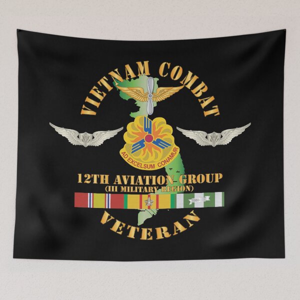 Item preview, Vietnam Combat Aviation Vet w Air Crew Badge - 12th  AVN GroupI Mil Region III w SVC X 300 designed and sold by Military Insignia Products.