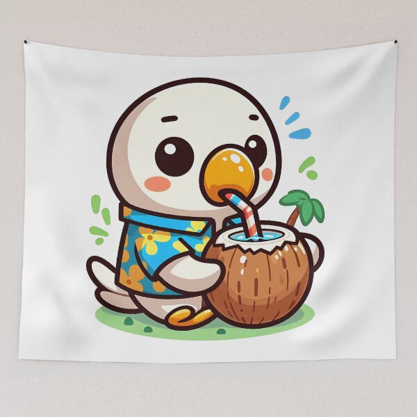 Item preview, Kawaii Parrot With Hawaiian Shirt designed and sold by CanvasCutie.
