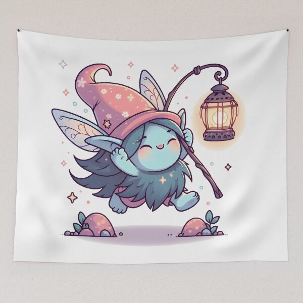 Item preview, Kawaii Enchanting Troll With Fairy Lantern designed and sold by CanvasCutie.