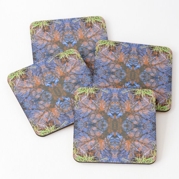 Item preview, Pattern from grass & a puddle with reflections of sky & trees and with submerged leaves. designed and sold by Robin3DT.