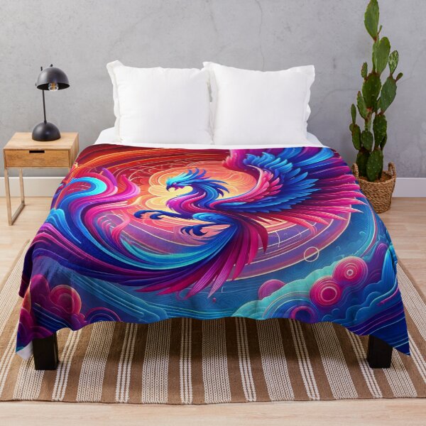 Item preview, Mythical Phoenix in Cosmic Dance - Vibrant Fantasy Art designed and sold by PillowTalkyZone.