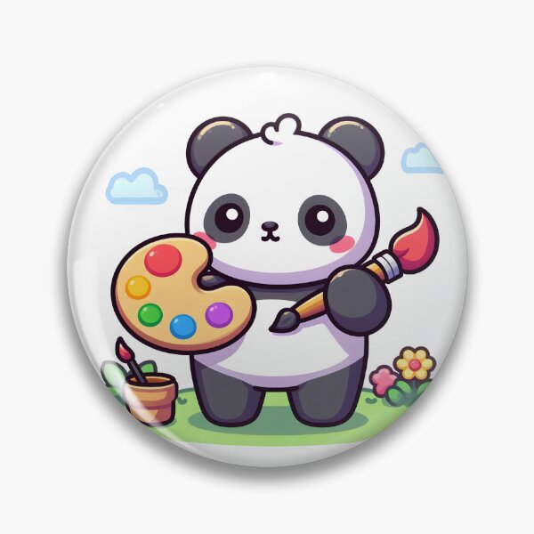 Item preview, Kawaii Panda With Painter'S Palette designed and sold by CanvasCutie.
