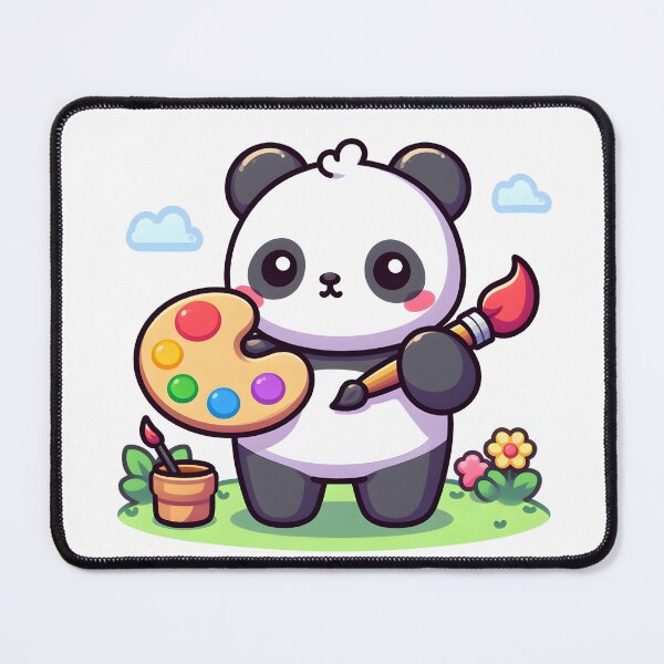 Item preview, Kawaii Panda With Painter'S Palette designed and sold by CanvasCutie.