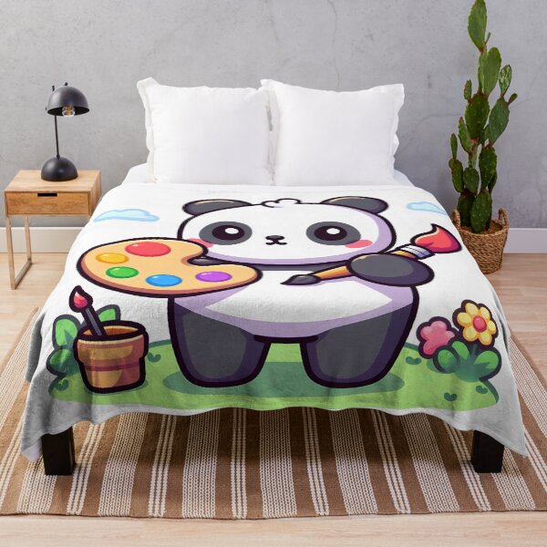 Item preview, Kawaii Panda With Painter'S Palette designed and sold by CanvasCutie.
