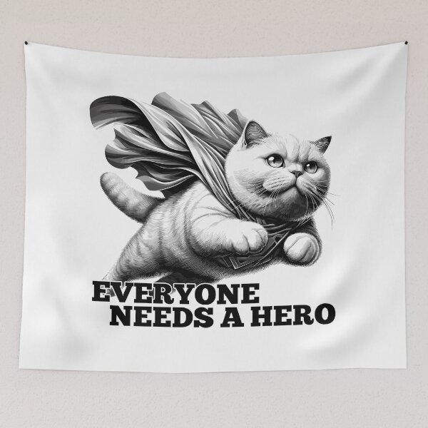 Item preview, Super Cat Hero BKH white British Shorthair Gift designed and sold by Pineapple-Tree.