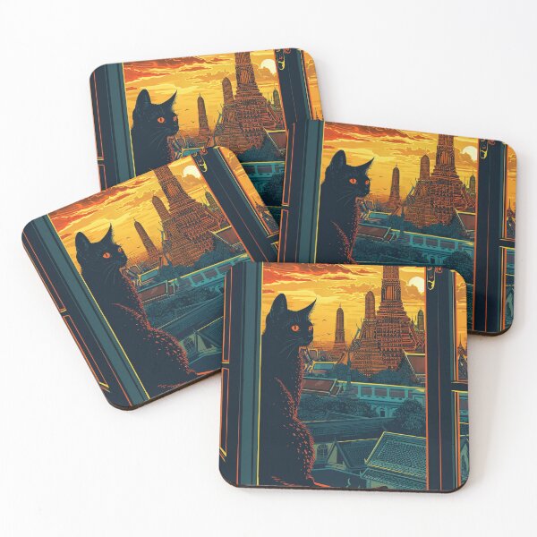 Item preview, Sundown Sentinel Cat Overlooking the Temple designed and sold by Gooddaycanvas.