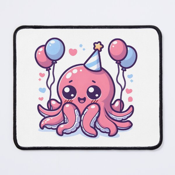 Item preview, Kawaii Blushing Kraken With A Party Hat designed and sold by CanvasCutie.