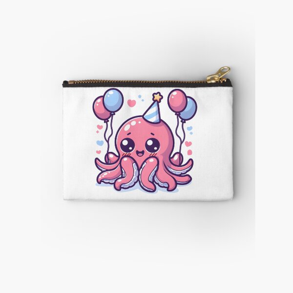 Item preview, Kawaii Blushing Kraken With A Party Hat designed and sold by CanvasCutie.