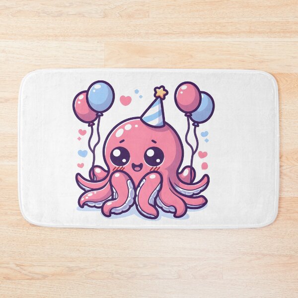 Item preview, Kawaii Blushing Kraken With A Party Hat designed and sold by CanvasCutie.