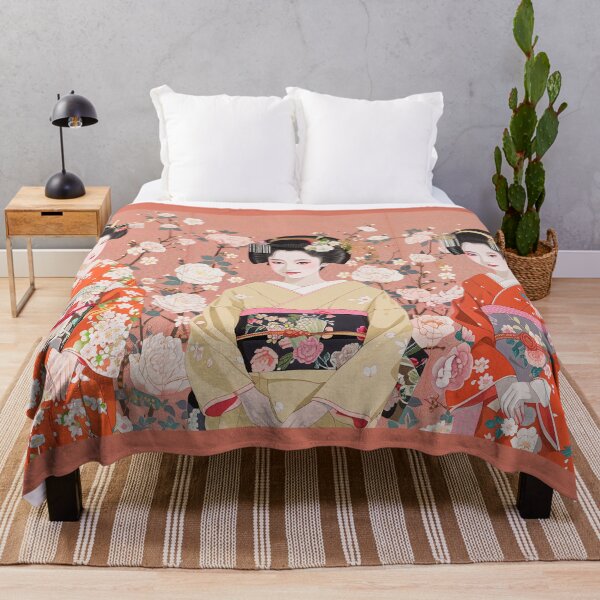 Item preview, Three Japanese Maiko Surrounded By Flowers designed and sold by kansaikate.