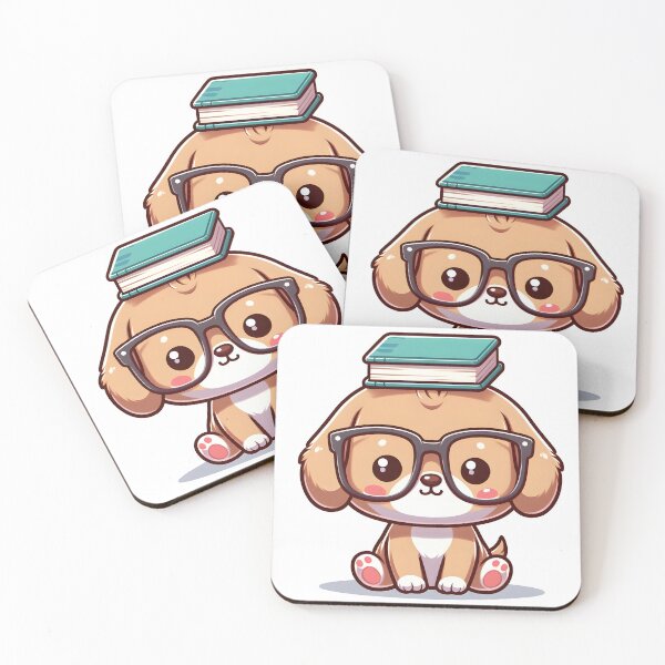 Item preview, Kawaii Puppy With Glasses And Book designed and sold by CanvasCutie.