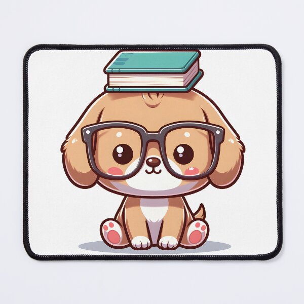Item preview, Kawaii Puppy With Glasses And Book designed and sold by CanvasCutie.