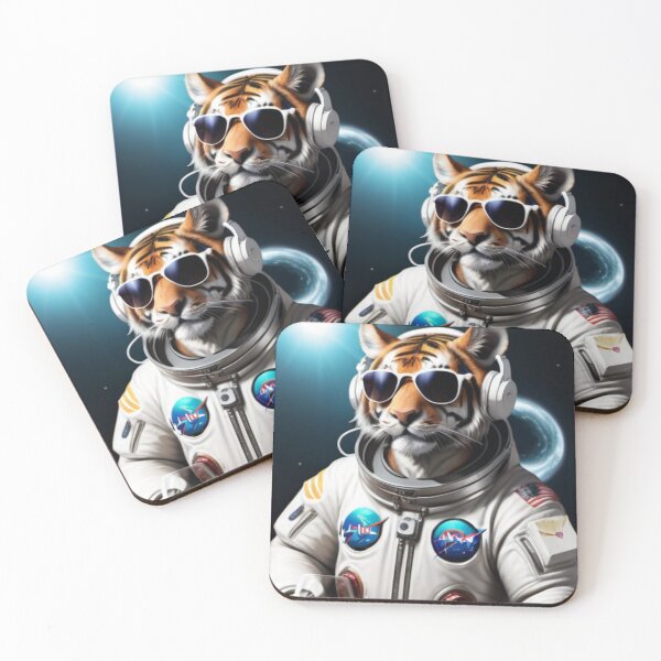 Item preview, Chilled Space Tiger Coasters designed and sold by Sidney Graf.