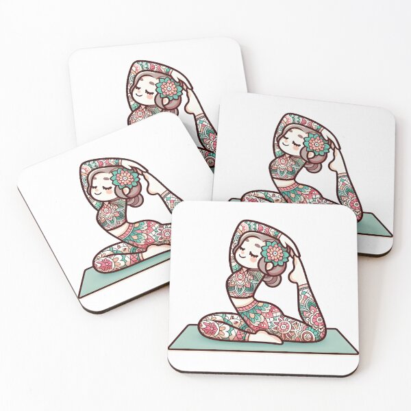 Item preview, Kawaii Yoga Instructor With Mandala-Patterned Leggings designed and sold by CanvasCutie.