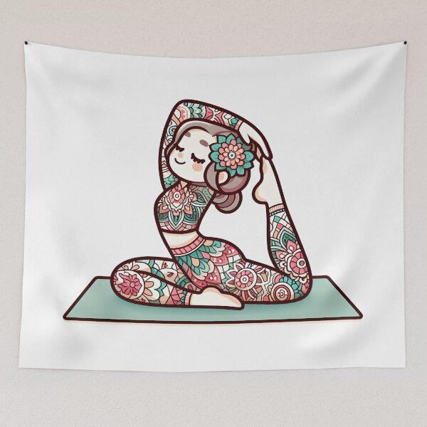 Item preview, Kawaii Yoga Instructor With Mandala-Patterned Leggings designed and sold by CanvasCutie.