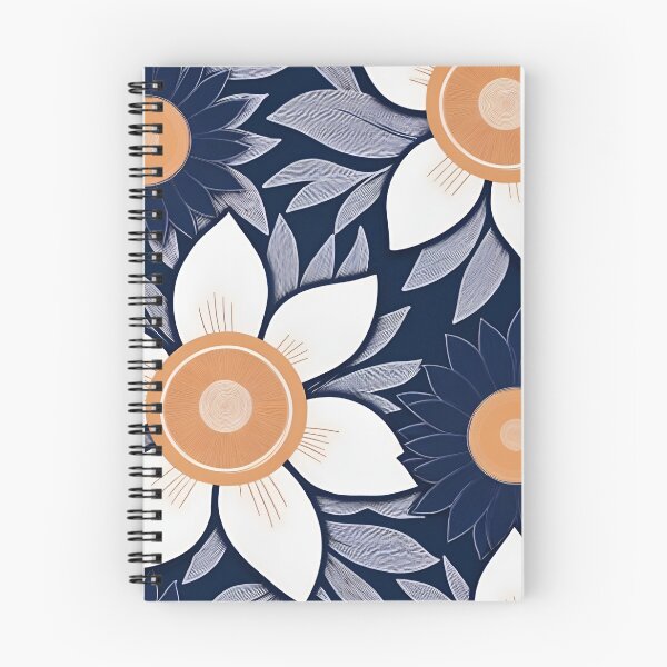 Item preview, RogerPattern - "Navy Elegance: White Florals and Yellow Buds" designed and sold by RogerPattern.