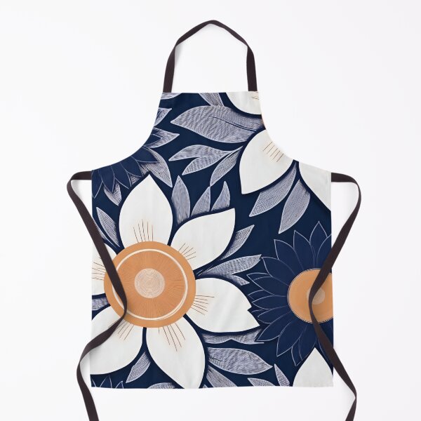 Item preview, RogerPattern - "Navy Elegance: White Florals and Yellow Buds" designed and sold by RogerPattern.