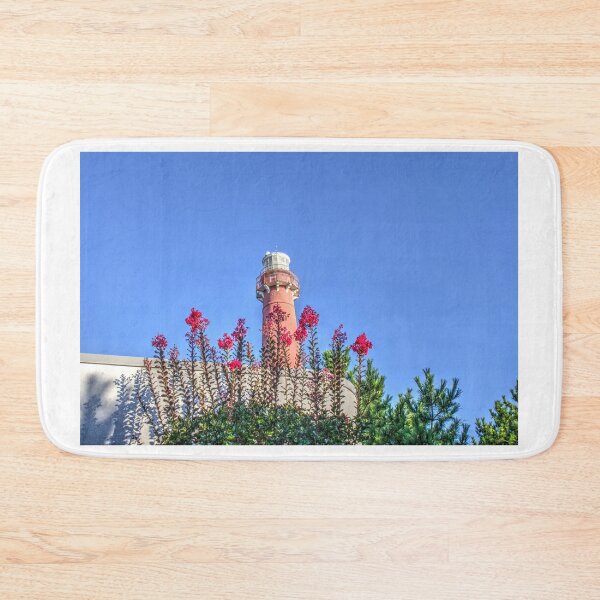 Item preview, Historic Barnegat Lighthouse with Crape Myrtle Adding  Coastal Color  designed and sold by BradKnorrArt.