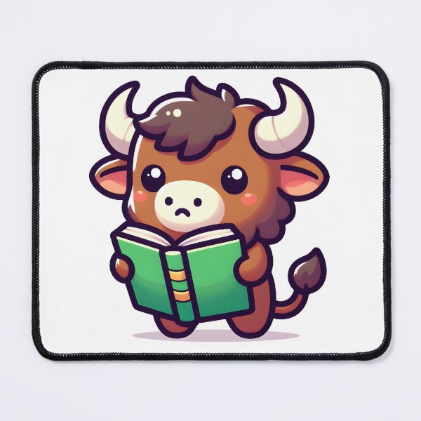 Item preview, Kawaii Curious Minotaur With Book designed and sold by CanvasCutie.