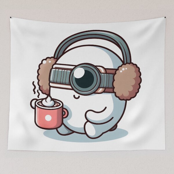 Item preview, Kawaii Darling Cyclops With Earmuffs Sipping Hot Cocoa designed and sold by CanvasCutie.