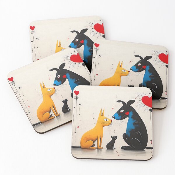 Item preview, Dog and Cat Inspired by Miró designed and sold by YoshiArtDesign.