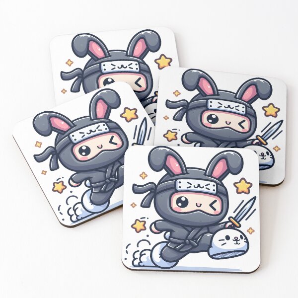 Aperçu de l'œuvre Ninja Kawaii avec des pantoufles de lapin créée et vendue par CanvasCutie.