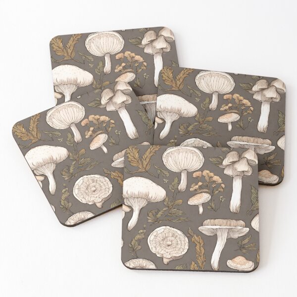 Item preview, white mushrooms and plants designed and sold by coguflores.