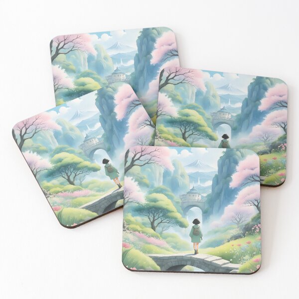 Artikelvorschau, Magische Fantasy Anime Frühlingslandschaft, Pink entworfen und verkauft von Prints and Lifestyle.