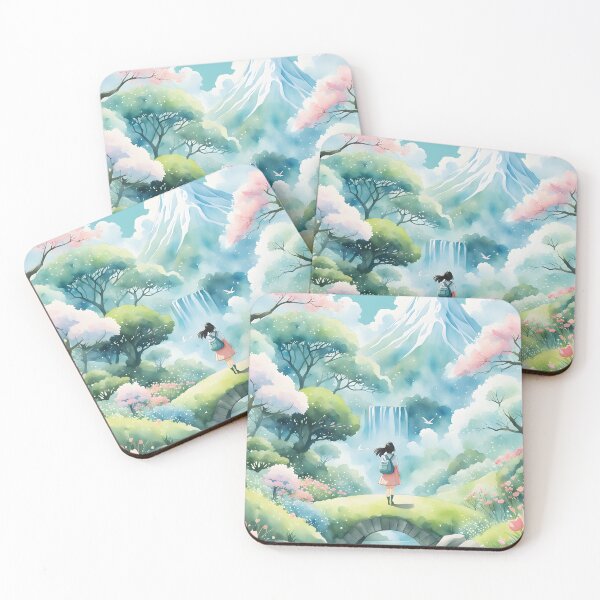 Artikelvorschau, Magische Fantasy Anime Frühlingslandschaft, Pink entworfen und verkauft von Prints and Lifestyle.