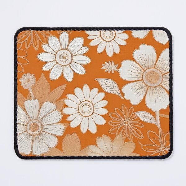 Item preview, RogerPattern - "Burst of Vitality: White Flowers on Orange" designed and sold by RogerPattern.