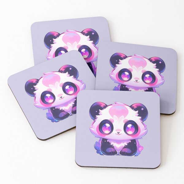 Item preview, Cute Kawaii Happy Panda in Cosmic Pink and Purple designed and sold by CozyKawaiiArt.