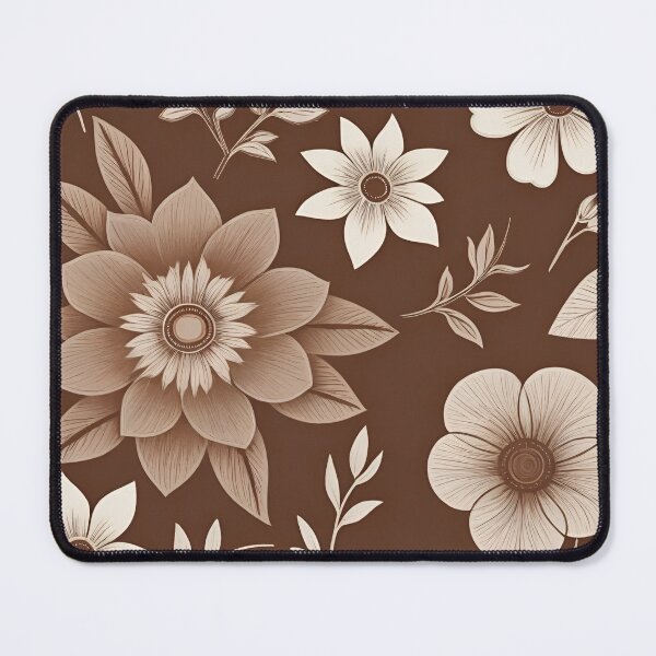 Item preview, RogerPattern - "Tranquil Harmony: Soft White Flowers on Brown" designed and sold by RogerPattern.