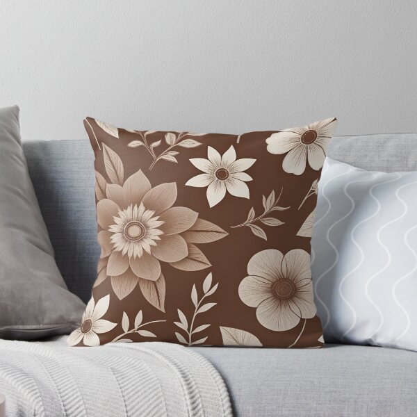 Item preview, RogerPattern - "Tranquil Harmony: Soft White Flowers on Brown" designed and sold by RogerPattern.