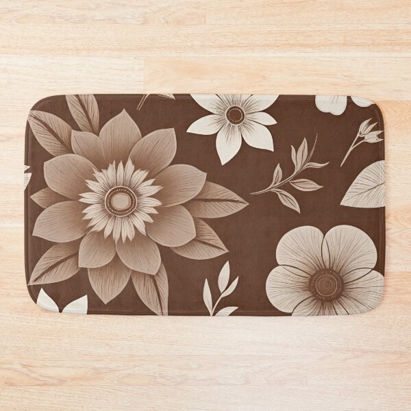 Item preview, RogerPattern - "Tranquil Harmony: Soft White Flowers on Brown" designed and sold by RogerPattern.