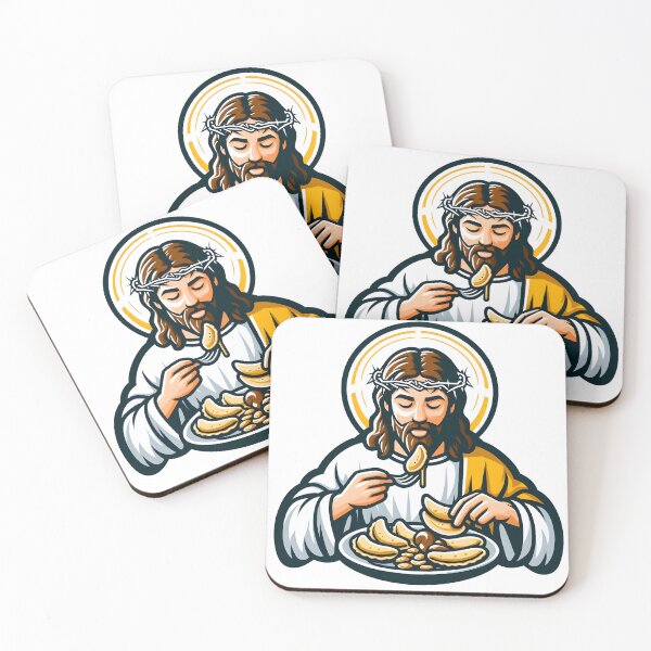 Item preview, Jesus eating pierogi. designed and sold by Hustl3AsUsu4l.