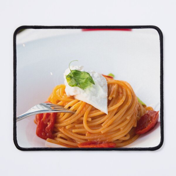Item preview, Italian pasta - spaghetti with stracciatella cheese closeup, mediterranean diet. designed and sold by Paolo Modena Photography - Fine Italian Art.