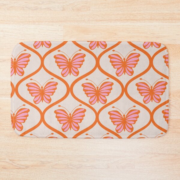Artikelvorschau, Retro schöne Schmetterlinge auf Ogee Muster in Orange und Pink entworfen und verkauft von Yasminepatterns .