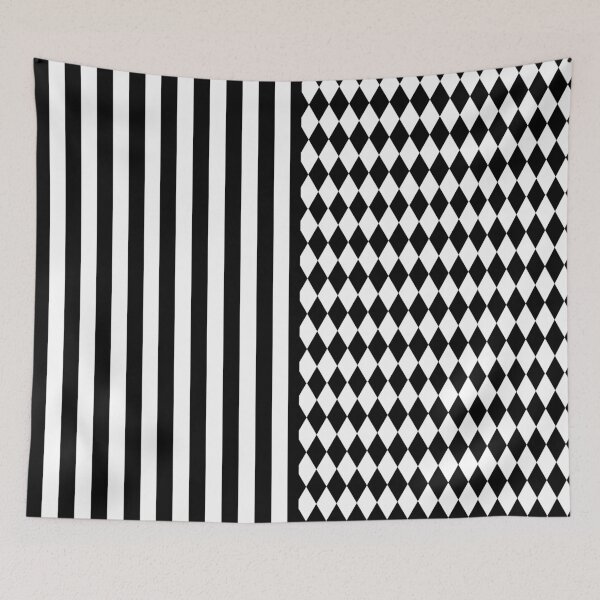 Item preview, Black and White Harlequin Diamonds and Stripes designed and sold by HotHibiscus.