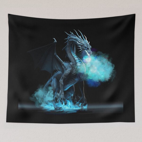 Item preview, Dragon breathing blue smoke and flames designed and sold by ArtOfEalaine.