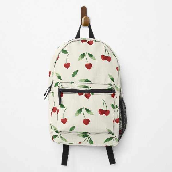 Item preview, Cute red heart cherries and green leaves seamless pattern. designed and sold by helga-wigandt.