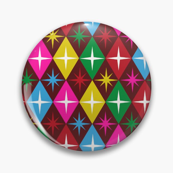 Item preview, Colorful Retro Starbursts on Harlequin Diamonds Pattern in Red, Yellow, Green and blue  designed and sold by Yasminepatterns .